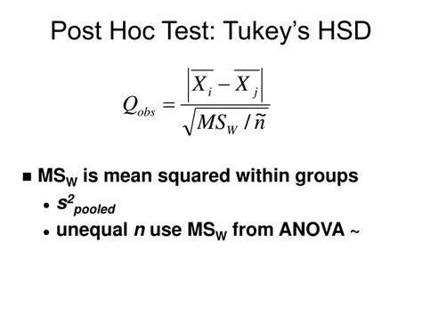 Tukey’s Test for Post